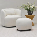 KINWELL 34" Wide 2 Boucle Swivel Barrel Chairs and 2 Ottomans Set, Fully Assembled Sherpa Accent Chairs and Footrest Set, Modern Comfy Armchairs and Footstool for Living Room and Bedroom, Beige by CozyNest Decor