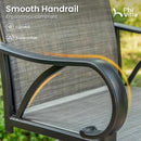 PHI VILLA 3 Piece Outdoor Bar Set, Bar Height Patio Bistro Table and Bar Chairs with Gray Textilene Fabric & Rustproof Metal Frame for Backyard, Balcony, Garden Poolside by CozyNest Decor