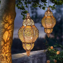 Solar Lanterns Outdoor Waterproof, Hanging Solar Lantern Garden Decor, Metal Moroccan Decorative Solar Garden Lights for Yard, Patio, Lawn, Porch, Unique Housewarming Gifts, Copper by GreenHaven Gardens