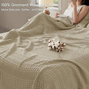 PHF 100% Cotton Waffle Blanket Oversized King 120"x120", Lightweight Breathable Extra Large 10'x10' Summer Blankets for Bed, Giant Big Luxury Aesthetic Woven Bedding for Home Decor, Khaki by CozyNest Decor