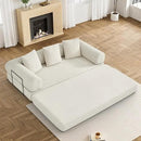 Convertible Sleeper Sofa Bed with Pillow, 4-in-1 Corduroy Folding Mattress Couch with Fixed-Shape Frame, Fold Out Floor Sofa Cama Lounge Couch for Living Room Bedroom Studio, Beige White by CozyNest Decor