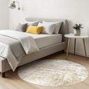 Round Rug Living Room Rugs: 8Ft Washable Circle Large Abstract Modern Soft Stain Resistant Non Slip Indoor Floor Carpet for Bedroom Nursery Office Dining Room Dorm Home House Decor- Gray Gold by TinyTreasures Baby Boutique