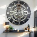 The Gears Clock Real Moving Gear Wall Clock England Line (Vintage Black, 24 inches (60 cm)) by CozyNest Decor