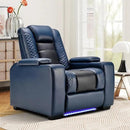 ANJ Power Home Theater Seating, PU Leather Electric Recliner Chair with Powered Headrest, Dual Motors Movie Reclining Chairs with LED Lights,USB Port, Cup Holders, Hidden Arm Storage (Blue & Black) by CozyNest Decor