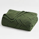 Longhui bedding Chunky Cotton Knit Throw Blanket for Couch, Sofa, Bed, or Chair, Decorative Breathable Fall Cable Knit Blanket 60 x 80 Inches, Large Olive Green by CozyNest Decor