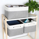 Kntiwiwo Large Fabric Foldable Storage Bin 17" x 11.8" x 9.8" Storage Baskets with Handle Large Cube Storage boxes for Closet, Shelves, Home, Set of 3, Grey by CozyNest Decor