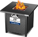 SereneLife 28" Propane Gas Fire Pit Table - 40,000 BTU Outdoor Fireplace with Cover, Stainless Steel Burner & Control Panel, Adjustable Flame, Weather Resistant, Easy Assembly, Outdoor Décor by GreenHaven Gardens
