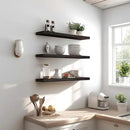 24 Inch Floating Shelves for Wall Rustic Brown Wood Wall Shelves for Bedroom Set of 4 by CozyNest Decor