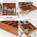 Premium Silverware, Flatware and Utensil Organizer for Kitchen Drawers, Food-Safe Contract Grade, Expandable from 10.5 to 19 In, Natural Acacia by CozyNest Decor