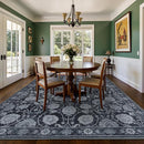Black 8x10 Area Rugs for Living Room, Washable Large Bedroom Rug, Soft Non Slip Floral Carpet, Stain Resistant Low Pile Carpets for Indoor Under Table Dining Home Office Nursery, Black by TinyTreasures Baby Boutique