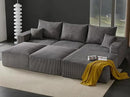 Boneless Sectional Cloud Couch Sofa Bed for Living Room, 112" Modular Modern Lounge 3 Seater Sleeper Grey Couches with Chaise, No Assemble, Cordury Compression Upholstered Sofas by CozyNest Decor