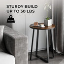 Round End Tables, Small Side Table Walnut Color MDF Top, Metal Frame Black, Tall End Table for Bed Room, Coffee Tea End Table for Living Room(Walnut+Black) by CozyNest Decor