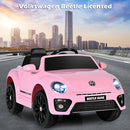 Costzon Ride on Car, 12V Licensed Volkswagen Beetle Battery Powered Vehicle w/Remote Control, Spring Suspension, Lights, USB, Horn, Music, 4 Wheeler for Boy Girl Gift, Electric Car for Kids, Pink by TinyTreasures Baby Boutique