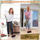Small Broom Stiff Bristles Brush with Long Handle Indoor or Outdoor Compact Broom for Sweeping Patio Garage Garden,Deck,Concrete Floor,Bathroom (Red) by CozyNest Decor