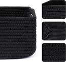 Small Storage Baskets for Organizing | Closet Organizer Bins | Shelf Toy Basket | Woven Rope Baskets | Cube Decorative Box | Shallow Basket | 13x8.5x5.1” | 3 Packs Black by GreenHaven Gardens