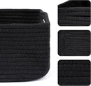 Small Storage Baskets for Organizing | Closet Organizer Bins | Shelf Toy Basket | Woven Rope Baskets | Cube Decorative Box | Shallow Basket | 13x8.5x5.1” | 4 Packs Black by CozyNest Decor