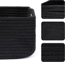 Small Storage Baskets for Organizing | Closet Organizer Bins | Shelf Toy Basket | Woven Rope Baskets | Cube Decorative Box | Shallow Basket | 13x8.5x5.1” | 4 Packs Black by TinyTreasures Baby Boutique
