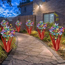 Homight Solar Metal Agave Butterfly Flower Stick Garden Sculpture - Outdoor Gift, Christmas Lights - Swaying Butterfly Garden Lights - Solar Outdoor (3 PCS RED) by CozyNest Decor
