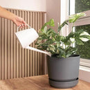 Elly Décor 10 inch Plastic Cylinder Planter Pot with Self-Watering Saucer and Drainage Hole,Lightweight & Extremely Durable, 10"x 10", Light Gray by CozyNest Decor