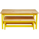 Amazon Basics Indoor Kids Table and Bench Set, Natural, solid pine wood, 3 Count (Pack of 1), Wood Activity Table for Art, Craft, Reading, Learning by CozyNest Decor