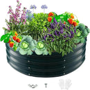 Durable Round Steel Raised Garden Bed Painted for Planting Vegetable/Herbs/Flowers/Trees at Backyard/Garden,or Baby Chicken,Christmas Tree Fence (Dark Green, 32 ins Diameter x 12 ins high) by GreenHaven Gardens