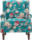 UIXE High Back Floral Accent Chairs Set of 2, Upholstered Armchair in Fabric, Retro Printed Wingback Arm Chair for Living Room, Nailhead Trim Single Sofa Bedroom Reading Seat - Peacock Blue by CozyNest Decor