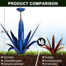Upgraded Large Metal Yard Art, Metal Agave Plant Yard Decorations Outdoor Sculpture, Metal Flowers for Outside, Waterproof Outdoor Garden Decor (Blue+ Bird Feeder) by GreenHaven Gardens