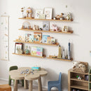 Picture Ledge Shelf - 24 Inches Floating Shelves Set of 2 - Rustic Elm Wood Ledge Shelves for Toys Storage, Kids Bookshelf Wall Mounted for Bedroom, Living Room, Kitchen - 24 Inches - Natural Color by TinyTreasures Baby Boutique
