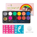 Maydear Face Painting Kit for Kids with 12 Colors Safe and Non-Toxic Large Water Based Face Body Paint, Professional Face Paint Kit - 10 Matte+2 Glitter by TinyTreasures Baby Boutique