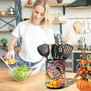 Thanksgiving Turkey Utensil Holder, Thanksgiving Turkey Pumpkin Kitchen Decor Utensil Organizer for Countertop, Fall Metal Cooking Tools Farmhouse Counter Decor, Kitchen Gifts Utensil Caddy Harvest by CozyNest Decor