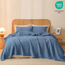 PHF 100% Cotton Waffle Weave Blanket Twin Size, Soft Lightweight Breathable Cozy Summer Blankets for Bed, Luxury Aesthetic Woven Bedding for Home Decor, 66"x90", Captain's Blue by CozyNest Decor