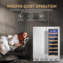 Wine and Beverage Refrigerator, 24 Inch Stainless Steels Beverage Fridge Dual Zone, Wine Beverage Cooler Built-in or Freestanding with Upgraded Cooling, 20 Bottles and 88 Cans Large Capacity by CozyNest Decor