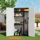 ZZM Resin Outdoor Storage Shed, 67 Cu.ft Vertical Resin Tool 4x6 FT Cabinet w/o Shelf for Garden, Patio, Backyard, All-Weather Outdoor Plastic Storage Clearance, Lockable with Floor (Light-White) by GreenHaven Gardens
