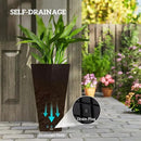 Outsunny Tall Planters for Outdoor Plants Set of 3, 28 in Taper Planters with Drainage Holes, Indoor Grande Plant Pots, Front Porch Decor, Brown by CozyNest Decor