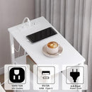 TUTOTAK Narrow LED Night Stand with Charging Station, Slim End Table with Plugins, Tall Side Table with 3 Fabric Drawer, Small Bedside Table with Storage, for Living Room, White TB01BW086L by CozyNest Decor