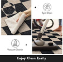 Lahome Checkered Easy Jute Carpet, 3x5 Outdoor Patio Rug Washable Rugs for Entryway Checkerboard Indoor Outdoor Living Room Classroom Carpet, Farmhouse Neutral Non Slip Black Door Mat for Bedroom by CozyNest Decor