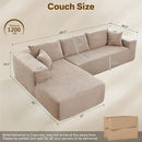 104" Cloud Sectional Couches for Living Room,L Shaped Boneless Couch in A Box,Sleeper Sofa with Comfy Chaise No Assembly Required,Camel by CozyNest Decor