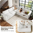 112" Modular Sectional Sofa, Large 7 Seater L Shaped Couch with Detachable Sofa Cover, Movable Ottoman, Deep Seat Corner Couch for Living Room, Apartment - Linen Fabric, Ivory by CozyNest Decor