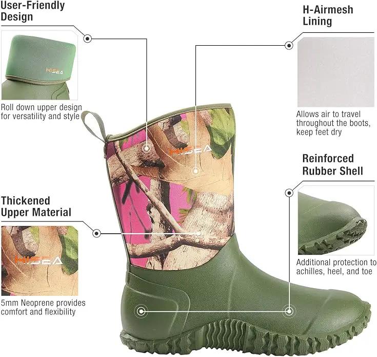 HISEA Women's Rubber Garden Boots Waterproof Insulated Yard Gardening Shoes Mid Height for Mud Working Outdoor, photo 3 of 6
