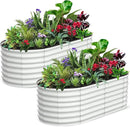 2 Pcs 6x3x2ft Oval Raised Garden Bed, Galvanized Raised Beds,Open-Ended Base Metal Raised Planter Beds,Garden Bed Outdoor,Planter Raised Boxes for Vegetables, Flowers,Tool-Free Asse,White by CozyNest Decor