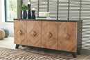 Signature Design by Ashley Robin Ridge Modern Wood Accent Cabinet or TV Stand, Brown & Black by CozyNest Decor