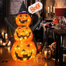 Halloween Decoration 4.3FT Retractable Jack-O-Lantern, 100 LED Collapsible Pumpkin Lantern with Black Star Hat, Plug in Halloween Lights with Stand for Indoor Outdoor Lawn Backyard Garden Decor by CozyNest Decor