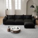 Modern Minimalist Chenille Modular Sectional Sofa, Deep-Seat 3-Seater L-Shaped Couch with Movable Ottoman and Thick Cushions, Upholstered Sofa for Living Room, Bedroom, Office, Apartment(Black L Sofa) by CozyNest Decor