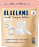 BLUELAND Laundry Detergent Tablets, 120 Count, Plastic-Free Eco-Friendly Pods, Sheets, Liquid Alternative - Fragrance Free and Clear, Natural, Gentle by TinyTreasures Baby Boutique