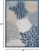 Beverly Rug Outdoor Rug 6x9 Modern Floral Tropical Area Rugs for Indoor and Outdoor Patio Easy to Clean Non Shedding Living Room Porch Garden Washable Outside Carpet (6 x 9 Blue) by CozyNest Decor