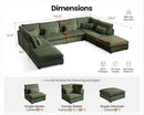 Oversized Modular Sofa, Extra Deep Cloud Corduroy Sectional Couch with Ottoman Chaise, Fluffy Chenille 8 Seater Couch Bed for Living Room, Villa (Sofa Bed 8 Seater, Corduroy Green) by CozyNest Decor
