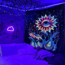 ADDWel Blacklight Sunflower Tapestry, Hippie Eye Tapestry Glow In The Dark, UV Reactive Black Light Upright Posters Wall Hanging for Bedroom Dorm Living Room Backdrop Decor by CozyNest Decor