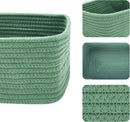 Small Storage Baskets for Organizing | Closet Organizer Bins | Shelf Toy Basket | Woven Rope Baskets | Cube Decorative Box | Shallow Basket | 11.5x7.5x4.7” | 3 Packs Green by GreenHaven Gardens