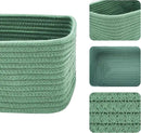 Small Storage Baskets for Organizing | Closet Organizer Bins | Shelf Toy Basket | Woven Rope Baskets | Cube Decorative Box | Shallow Basket | 11.5x7.5x4.7” | 3 Packs Green by CozyNest Decor