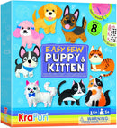 KRAFUN Easy Sewing Kit for Beginner Kids Arts & Crafts, 8 Easy DIY Projects of Stuffed Animal Dolls of Puppies & Kittens, Dogs and Cats, Instructions & Felt, Gift for Girls, Boys, Learn to Sew by TinyTreasures Baby Boutique